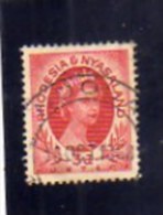 RHODESIA (RODESIA) & NYASALAND 1954 1956 QUEEN ELIZABETH II 3p REGINA ELISABETTA 3 P USED - Rhodesia & Nyasaland (1954-1963)