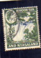 RHODESIA (RODESIA) & NYASALAND 1959 1963 QUEEN ELIZABETH II Victoria Falls. 6p REGINA ELISABETTA 6 P USED - Rhodesia & Nyasaland (1954-1963)