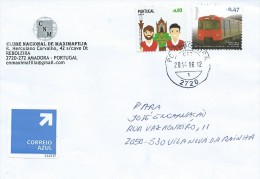 STAMPS - TIMBRES -  LETTER - LETTRE - PORTUGAL - TRANSPORT - TRAINS - METRO - LISBON - Brieven En Documenten