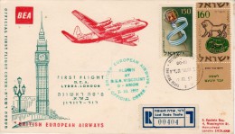 Israel-England 1957 Registered FFC / Erstflugbrief "BEA-Viscount" BEA 1 - Posta Aerea