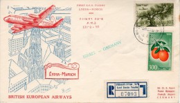 Israel-Germany 1958 Registered FFC / Erstflugbrief "BEA" BEA 3 - Luftpost