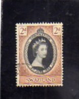 SWAZILAND 1953 CORONATION QUEEN ELIZABETH II 2p INCORONAZIONE REGINA ELISABETTA 2 P USATO USED OBLITERE' - Swaziland (...-1967)