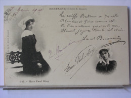 BRETAGNE - "LA COIFFE BRETONNE A DES AILES BLANCHES..." - Mme PAUL DÏEY - DOS SIMPLE - 1901 - Bretagne