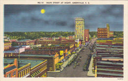 South Carolina Greenville Main Street At Night 1944 - Greenville