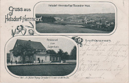 Litho AK Gruss Hetzdorf Herrndorf Tharandter Wald Restaurant Jägerhorn Gasthaus Bei Mohorn Tharandt Niederschöna Stempel - Hetzdorf