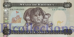 ERITREA 5 NAKFA 1997 PICK 2 UNC - Erythrée
