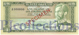 ETHIOPIA 1 DOLLAR 1966 PICK 25s SPECIMEN UNC RARE - Ethiopia