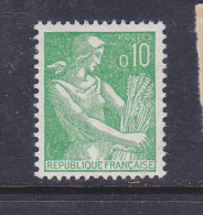 FRANCE N° 1231 0.10 VERT TYPE MOISSONNEUSE IMPRESSION DEPOUILLEE NEUF SANS CHARNIERE - Unused Stamps