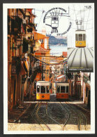 Portugal Tram Ascenseur Da Bica Lisbonne Carte Maximum 2010 Bica Elevator Tramway Lisbon Maxicard - Tramways