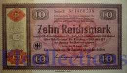 GERMANY 10 REICHSMARK 1934 PICK 208 AUNC PERFORATED "ENTWERTET" - 10 Reichsmark