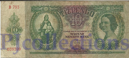 HUNGARY 10 PENGO 1936 PICK 100 FINE - Hongarije