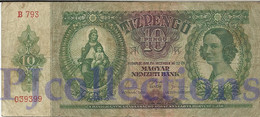 HUNGARY 10 PENGO 1936 PICK 100 FINE - Hungría