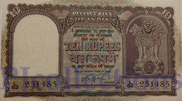 INDIA 10 RUPEES 1957/62 PICK 39c AUNC W/PINHOLE - Inde