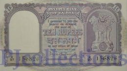 INDIA 10 RUPEES 1962 PICK 40b UNC W/PINHOLE - Indien
