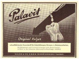 Original Werbung - 1951 - PALAVIT - Kronen , Kulzer & Co In Friedrichsdorf / Taunus ,Zahnarzt , Stomatologe , Dental !!! - Friedrichsdorf