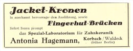 Original Werbung - 1951 - Jacket-Kronen , Antonia Hagemann In Korbach / Waldeck , Zahnarzt , Stomatologe , Dental !!! - Korbach