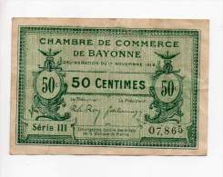 Bayonne - 50 Cts - 17 Novembre 1919 - Série III - Sans Filigrane - Cámara De Comercio