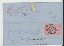 GBV005a/ (Pair) 1857 (Mi.Nr. 13yz (medium Ganter) Aresford - Amsterdam - Storia Postale