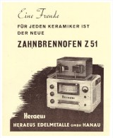 Original Werbung - 1951 - Zahnbrennofen , Heraeus In Hanau , Zahnarzt , Stomatologe , Dental !!! - Hanau