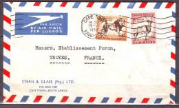 AFRIQUE Du SUD   Lettre Cachet CAPE TOWN  Le 28 IV 1959  Affranchie Avec 2 Timbres Pour TROYES Aube  PAR AVION - Covers & Documents