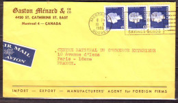 CANADA Lettre De MONTREAL Quebec   Le 18 X 1963 Affranchie Avec Une  BANDE De 3 Timbres  Envel   PUB  Par Avion - Lettres & Documents