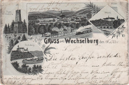 Litho AK Gruss Wechselburg Bahnhof Zug Rochsburg Brücke Turm Bei Rochlitz Lunzenau Burgstädt Mittweida - Lunzenau