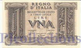 ITALY 1 LIRA 1939 PICK 26 UNC - Italia – 1 Lira