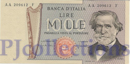 ITALIA - ITALY 1000 LIRE 1969 PICK 101a UNC PREFIX "AA" - 1.000 Lire