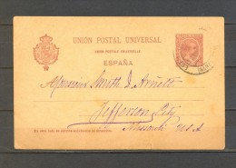 1900 BARCELONA, ENTERO POSTAL ED. 31, CIRCULADO A JEFFERSON CITY - MISSOURI - 1850-1931