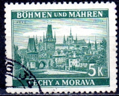 BOHEMIA & MORAVIA 1939 Karlsburg, Prague  - 5k. - Green   FU - Usados