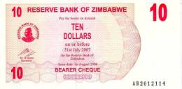 ZIMBABWE  10 Dollars  Emission  Du 01-08-2006   Pick 39    ***** BILLET  NEUF ***** - Zimbabwe