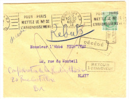 LGM FRANCE - MAZELIN 2f SEUL SUR LETTRE AU TARIF IMPRIMES DU 8/7/1947 - 1945-47 Ceres De Mazelin