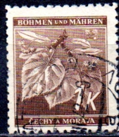 BOHEMIA & MORAVIA 1940 Linden Leaves And Buds - 1k. - Brown  FU - Gebraucht