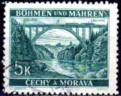 BOHEMIA & MORAVIA 1940 Bridge At Beching -  5k. - Green   FU - Usados