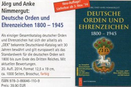 Deutsche Orden Ehrenzeichen 1800-1945 Battenberg Katalog 2014 New 40€ Germany Baden Bayern Danzig Saar Sachsen III.Reich - Tedesco