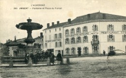 CPA 63 AMBERT FONTAINE ET PLACE DU FOIRAIL 1915 - Ambert