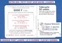 CITROEN XANTIA 12 / 94  F537 970 JG  SO3  DN - A + 8 N° LASERS - 9 CHIFFRES JG SUR LA 2EME UTILISÉE - Variëteiten