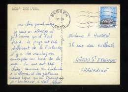 - NORVEGE 1971/80 . AFFRANCHISSEMENT SIMPLE  SUR CP DE 1976 POUR LA FRANCE . - Cartas & Documentos