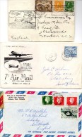 THREE AIR MAIL COVERS -FROM CANADA TO ENGLAND AND SOUTHERN RHODESIA -1928-1964-1965 RCAF Station - Eerste Vluchten