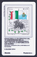 2014 ITALIA REPUBBLICA "75° ANNIVERSARIO CONVEZIONE ITALIA E SAN MARINO" TESSERA FILATELICA - Tessere Filateliche