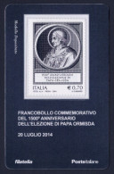 2014 ITALIA REPUBBLICA "1500° ANNIVERSARIO ELEZIONE PAPA ORMISDA" TESSERA FILATELICA - Philatelic Cards