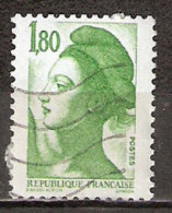 Timbre France Y&T N°2375 (05) Obl. Liberté De Gandon. 1 F. 80. Vert. Cote 0.15 € - 1982-1990 Liberté De Gandon