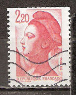Timbre France Y&T N°2376 (10) Obl. Liberté De Gandon. 2 F. 20. Rouge. Cote 0.15 € - 1982-1990 Vrijheid Van Gandon