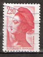 Timbre France Y&T N°2376 (11) Obl. Liberté De Gandon. 2 F. 20. Rouge. Cote 0.15 € - 1982-1990 Libertà Di Gandon