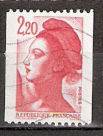 Timbre France Y&T N°2379 (02) Obl. Liberté De Gandon. 2 F. 20. Rouge, De Roulette. Cote 0.30 € - 1982-1990 Libertà Di Gandon