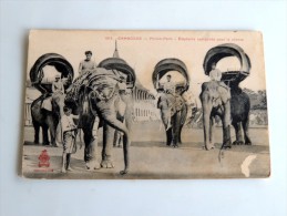 Carte Postale Ancienne : CAMBODGE : PNOM-PENH : Eléphants Harnachés Pour La Chasse, En 1914 - Cambodge