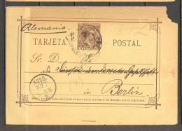 1890 BARCELONA, ENTERO POSTAL ED. 19, CIRCULADO A BERLIN, ALFONSO XIII, PELÓN - 1850-1931