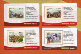 ITALIA 4 Tessere Filateliche 2010: Garibaldi 150° Spedizione Dei Mille. Verso L'Unità D'Italia. Serie Completa. - Philatelistische Karten