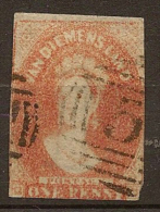 TASMANIA 1857 1d Pale Red-brown QV SG 26 U #LK14 - Used Stamps