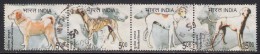 India Used 2005, Se-tenent Dogs, Strip Of 4, Dog, Animal, As Scan - Used Stamps